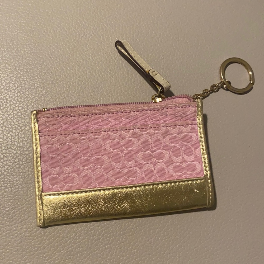 Coach pink and gold coin purse